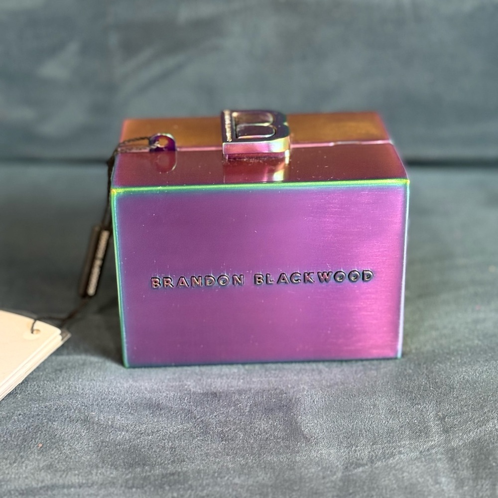 Brandon Blackwood Iridescent Mini Metal Minaudire Statement Piece